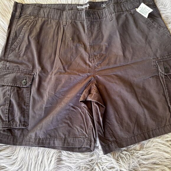 Sonoma Life + Style Mens Khaki Cargo Shorts Size 48 Big & Tall Dark Grey Summer - Picture 2 of 11